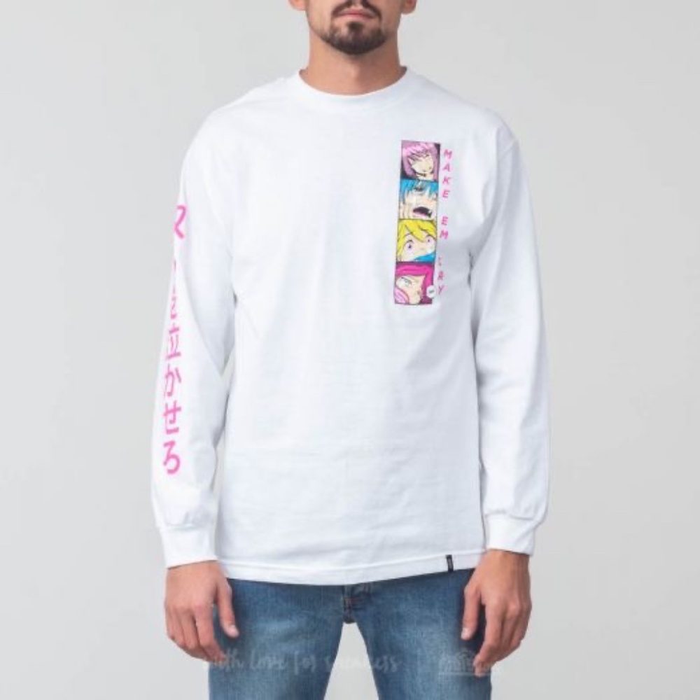 3/$10 HUF make em cry pt 2 long sleeve white tee